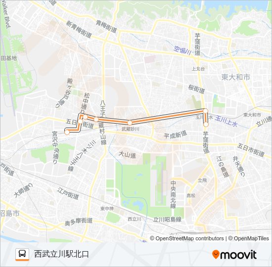 くるりんバス　砂川支線 Bus Line Map