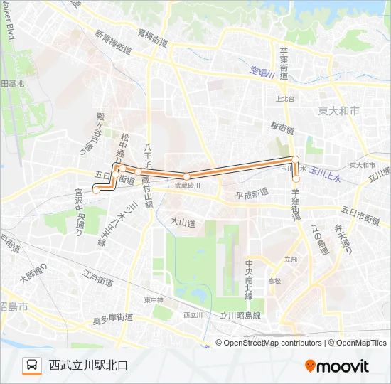 くるりんバス　砂川支線 バスの路線図