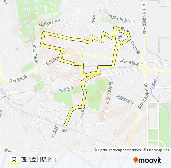 くるりんバス　西砂ルート Bus Line Map