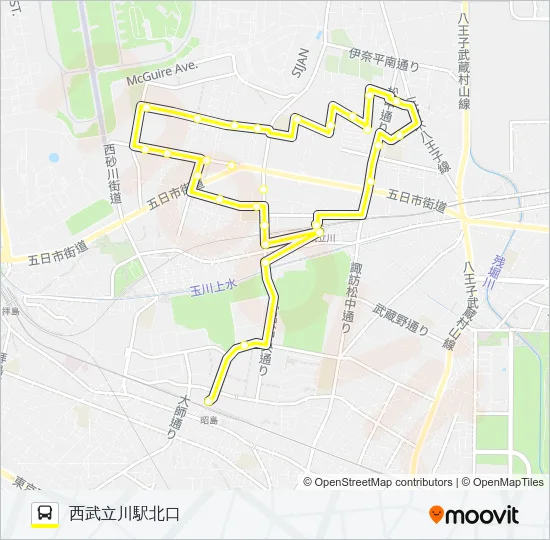 くるりんバス　西砂ルート バスの路線図
