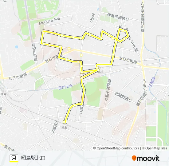 くるりんバス　西砂ルート バスの路線図