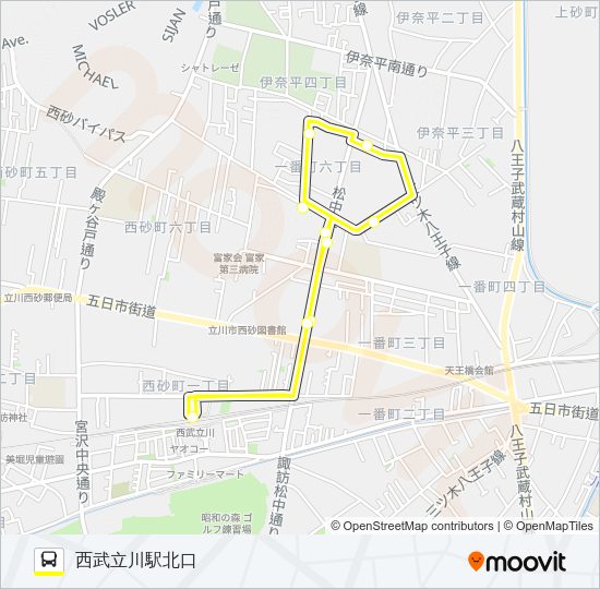 くるりんバス　西砂ルート Bus Line Map