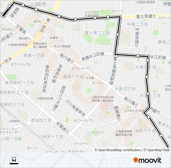 川１３ Bus Line Map