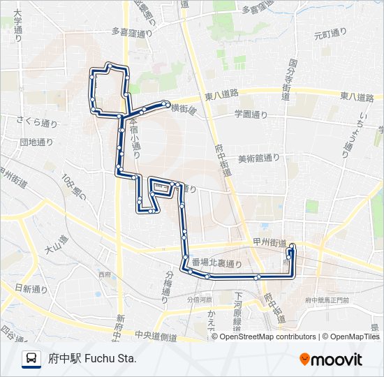 北山町路線 時刻表 站點和地圖 府中駅 北山町路線 時刻表 站點和地圖 府中駅
