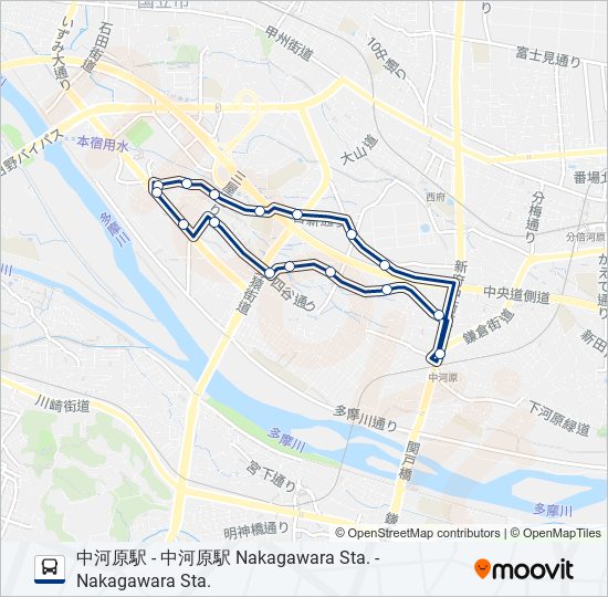 四谷六ルート スケジュール 停車地 地図 中河原駅