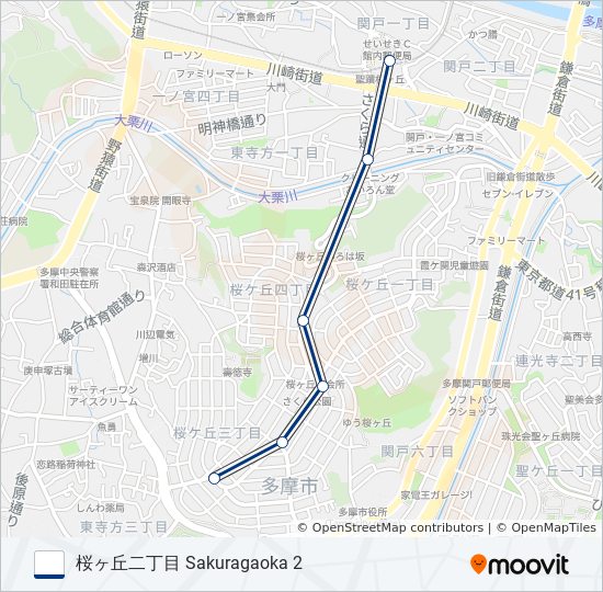 桜91ルート：スケジュール、停車地、地図-桜ヶ丘二丁目 Sakuragaoka 2 