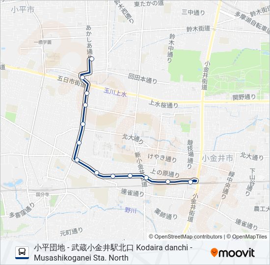 武41ルート スケジュール 停車地 地図 武蔵小金井駅北口