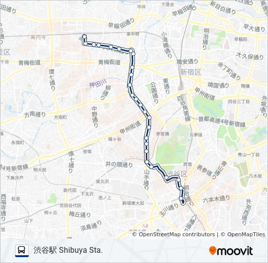 渋64ルート スケジュール 停車地 地図 渋谷駅