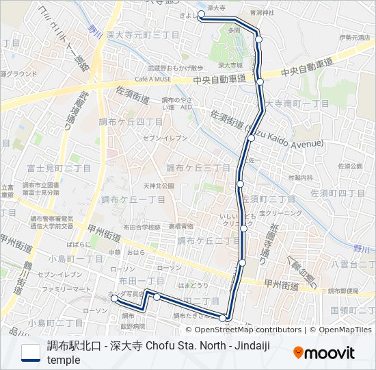 調34ルート：スケジュール、停車地、地図 調布駅北口 Chofu Sta North （アップデート済み）