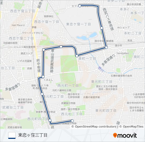 万葉-往 バスの路線図