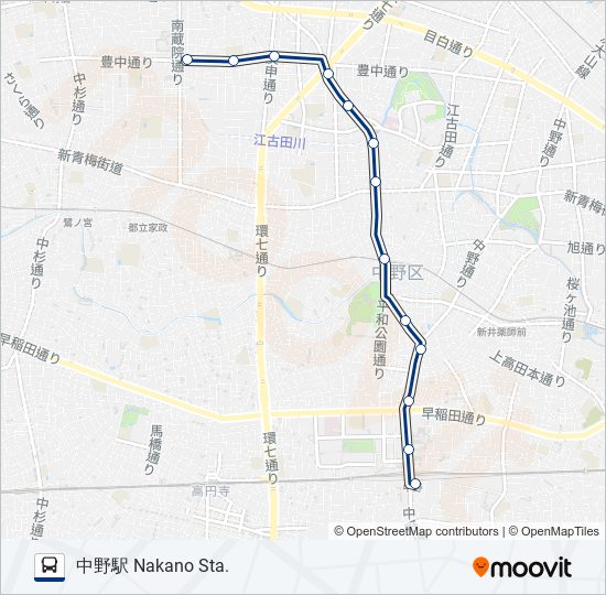 中92-蔵 bus Line Map