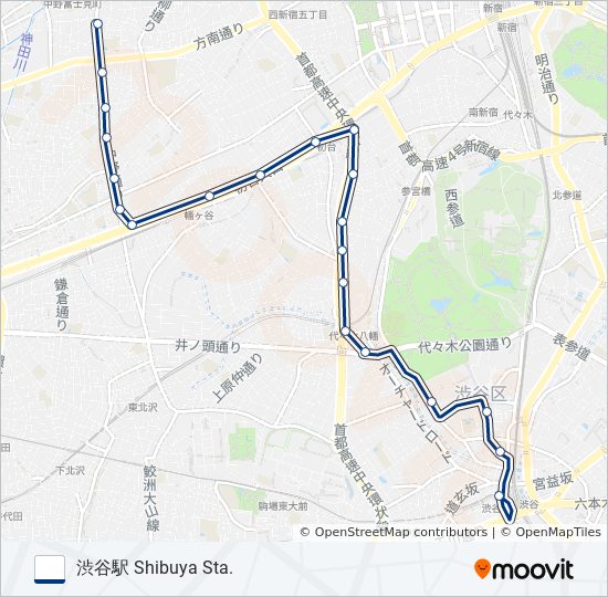 渋63-渋 バスの路線図