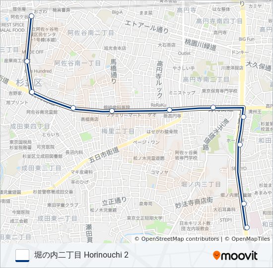 渋66-堀 バスの路線図