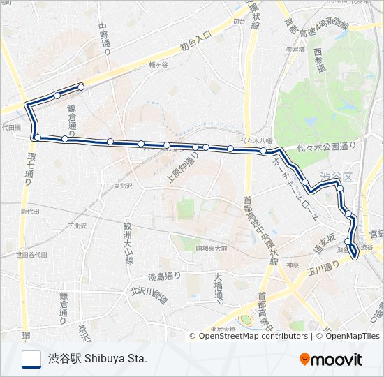 渋69-笹 バスの路線図