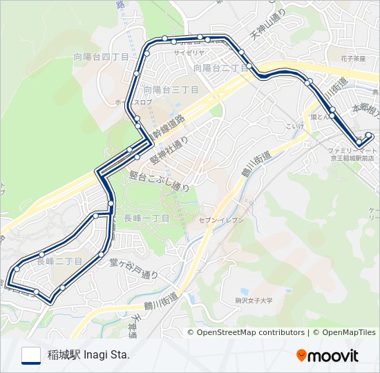 稲13-夕 バスの路線図