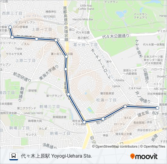 丘を越え-上 bus Line Map