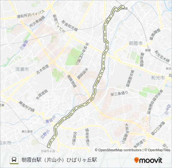 ひばり７１深夜 Bus Line Map