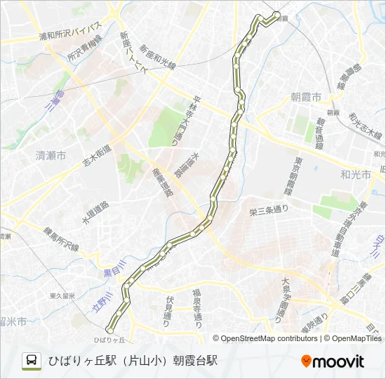 ひばり７１深夜 Bus Line Map