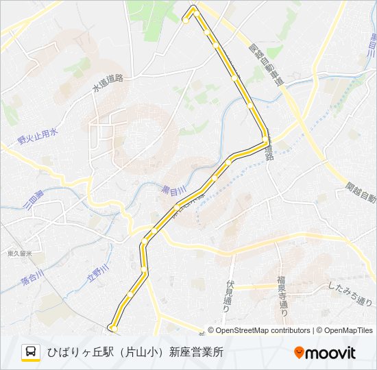 ひばり７７深夜 Bus Line Map