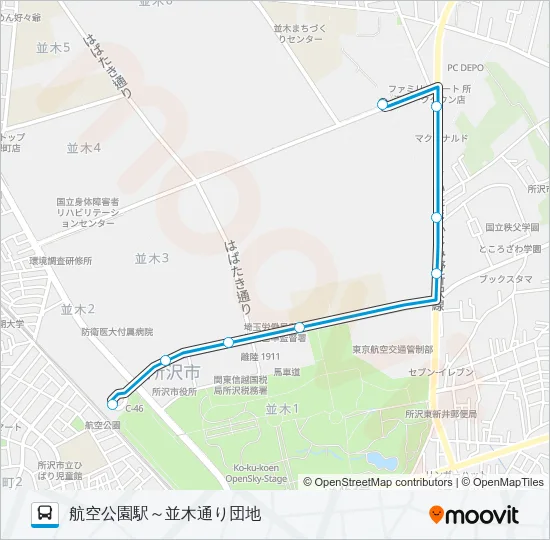 所２０－３深夜 バスの路線図