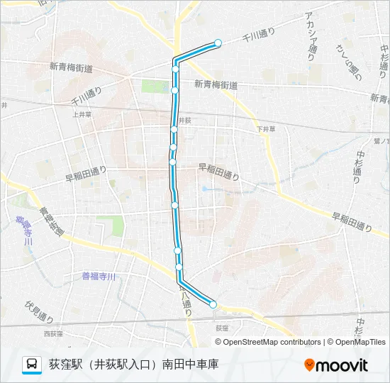 荻１２－１深夜 バスの路線図