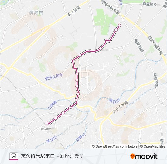 久留２１－１深夜 Bus Line Map