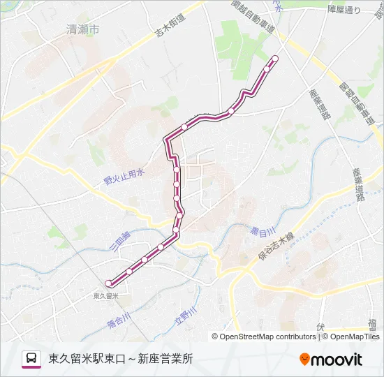 久留２１－１深夜 バスの路線図