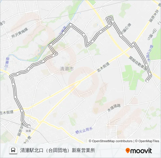 深夜 バスの路線図