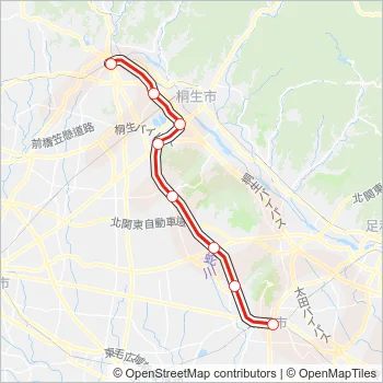 桐生線 Train Line Map