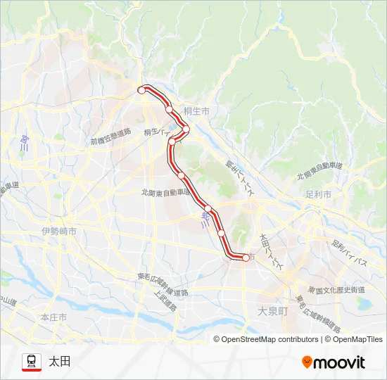 桐生線 電車の路線図