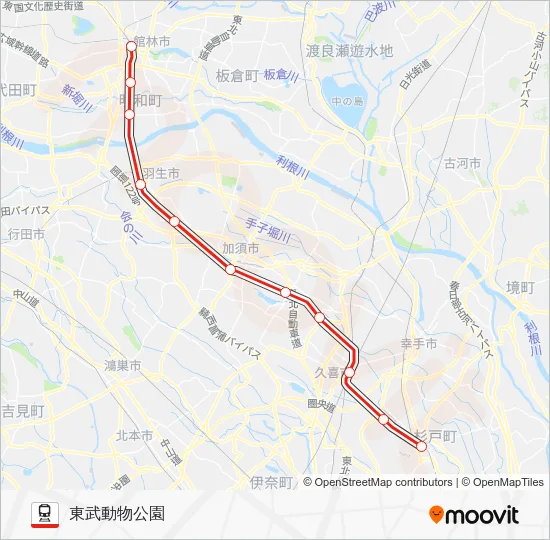 伊勢崎線 電車の路線図
