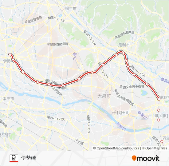 伊勢崎線 電車の路線図