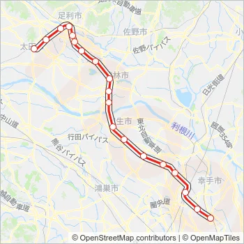 伊勢崎線 Train Line Map