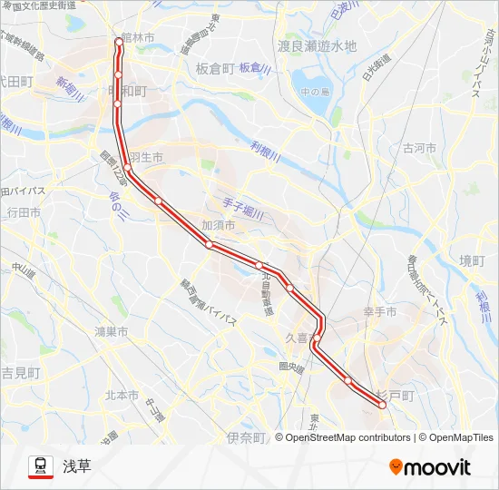 伊勢崎線 電車の路線図