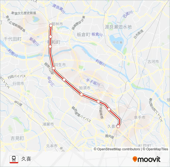 伊勢崎線 電車の路線図