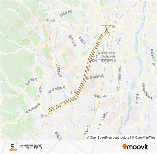 宇都宮線 電車の路線図