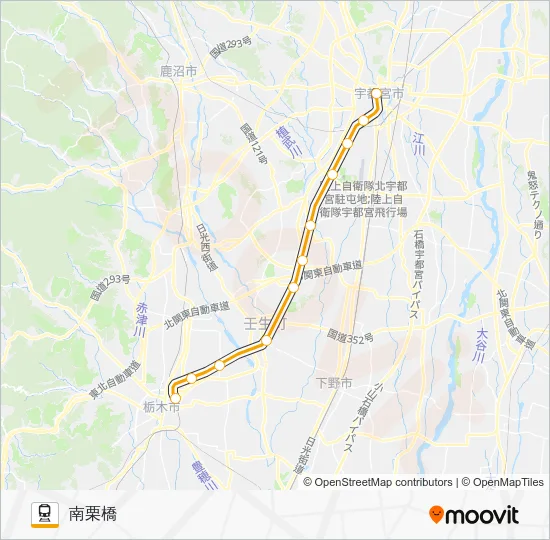 宇都宮線 電車の路線図