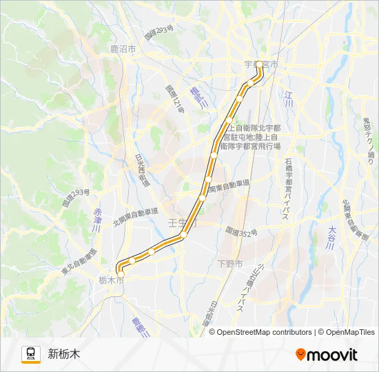 宇都宮線 電車の路線図