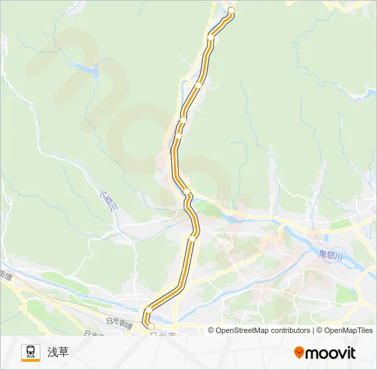鬼怒川線 Train Line Map