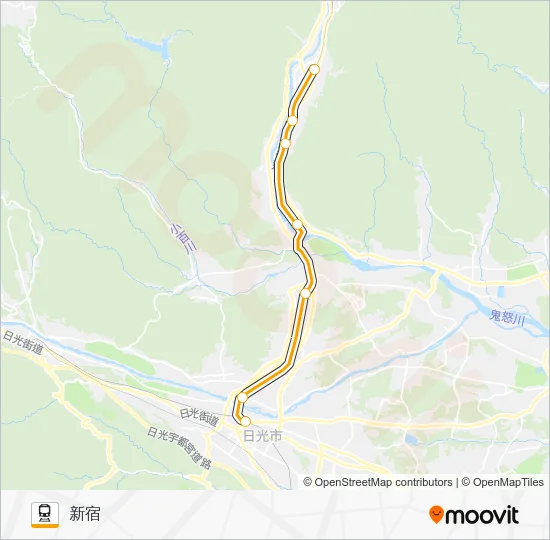鬼怒川線 Train Line Map