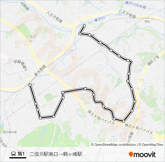 Asahi 1 Bus Line Map
