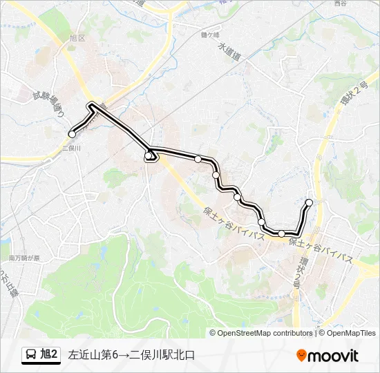 旭2 バスの路線図