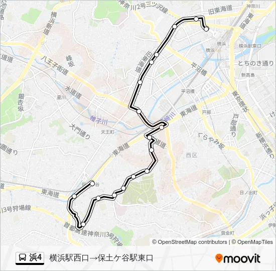 浜4 Bus Line Map