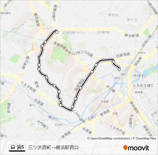 浜5 Bus Line Map