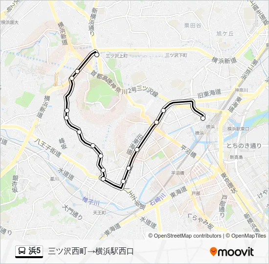 浜5 Bus Line Map