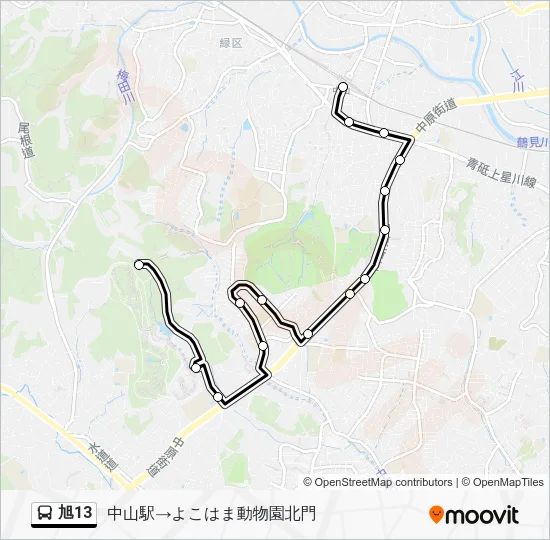 Asahi 13 Bus Line Map