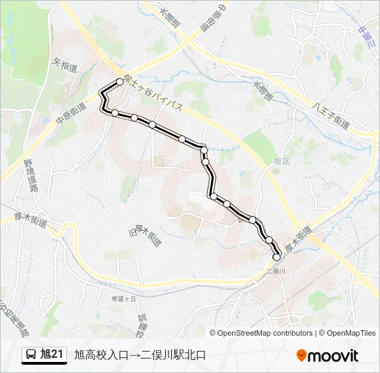 旭21 バスの路線図