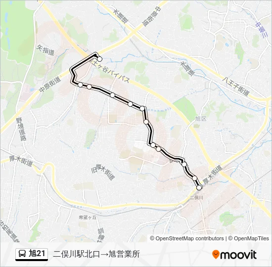 Asahi 21 Bus Line Map