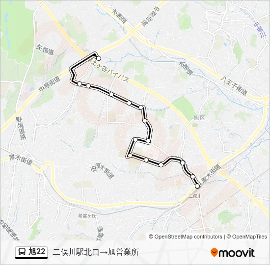 Asahi 22 Bus Line Map
