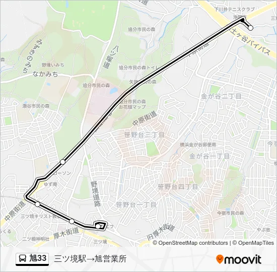 Asahi 33 Bus Line Map